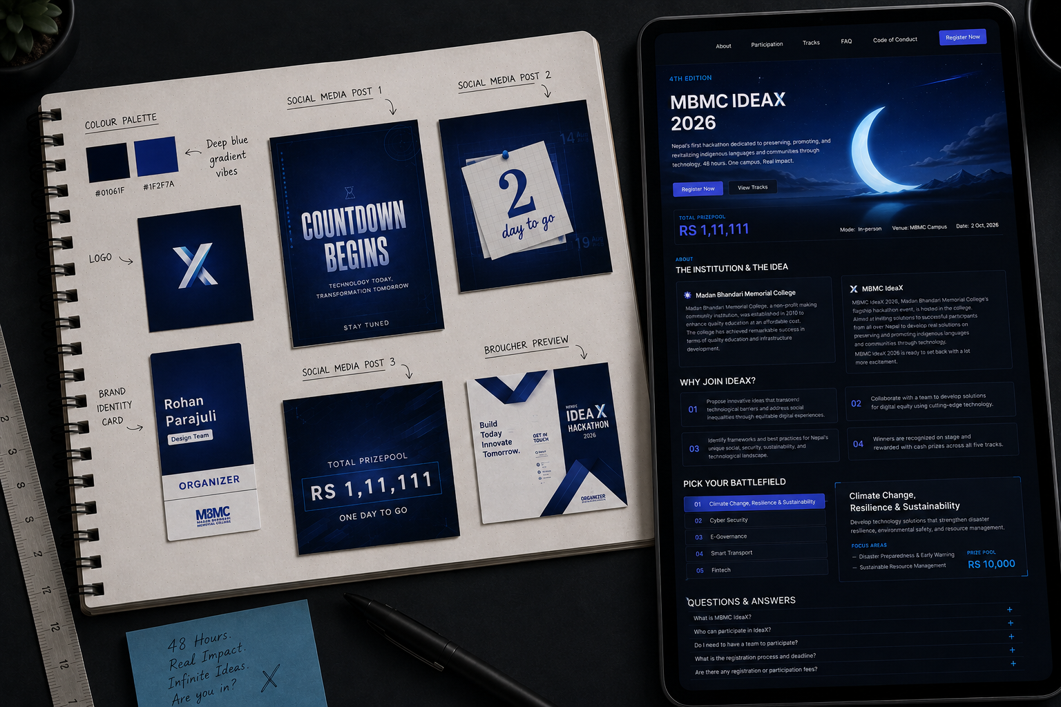 IdeaX 2026 brand identity system — logo, poster, and social layouts